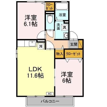 リシアンサス・ガーデンＤ 203号室 間取り