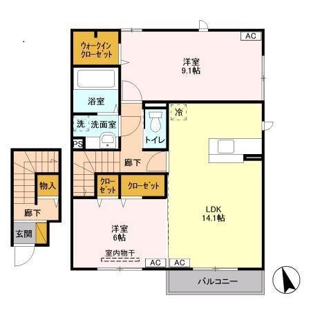ヴィルヌープⅥ 203号室 間取り