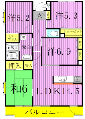 ビューパークヤマモ 314号室 間取り