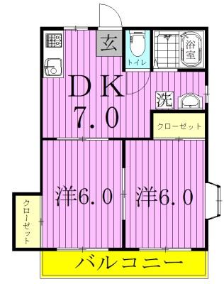 コーポ柏 102号室 間取り