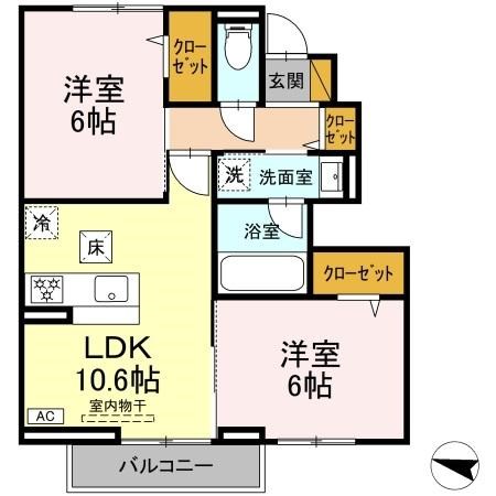 フルーレ 102号室 間取り