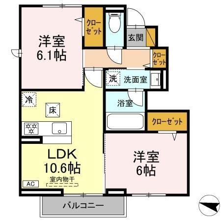フルーレ 103号室 間取り