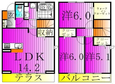 セレシア　A棟 102号室 間取り