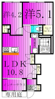 ノイエプルーシア 101号室 間取り