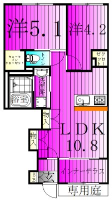 ノイエプルーシア 105号室 間取り
