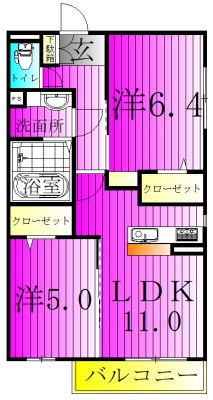 クラレット　Ａ棟 205号室 間取り