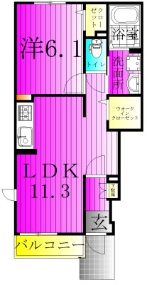 ラポール　ウエスト 102号室 間取り