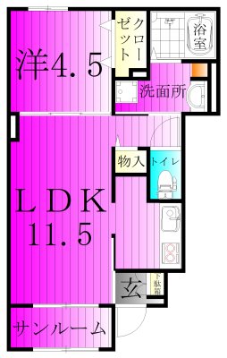 リリーモンターニュＢ 102号室 間取り