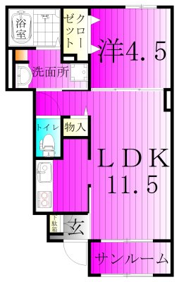 リリーモンターニュＢ 103号室 間取り