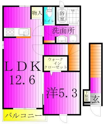 リリーモンターニュＢ 201号室 間取り