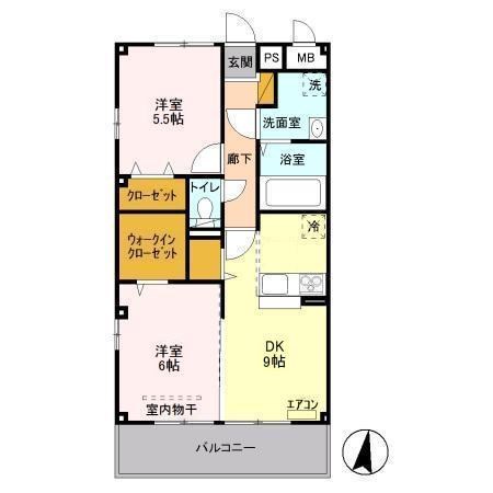 グランブルー 302号室 間取り