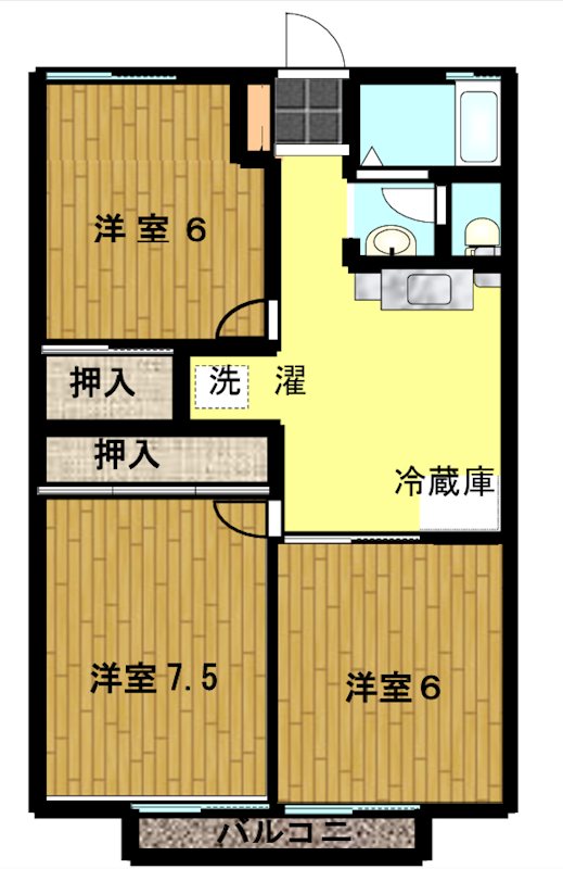 パールハイツ岩井 201号室 間取り