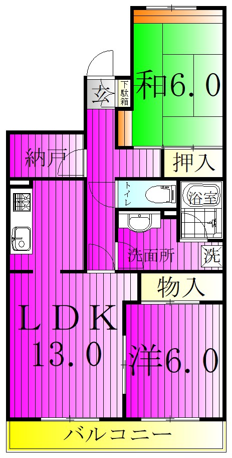 河北松戸ハイツ 203号室 間取り