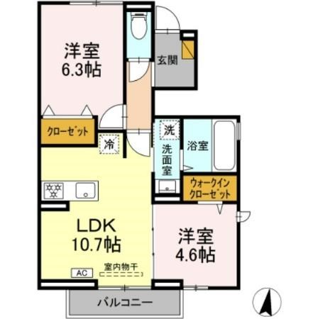 グランシャリオD 101号室 間取り
