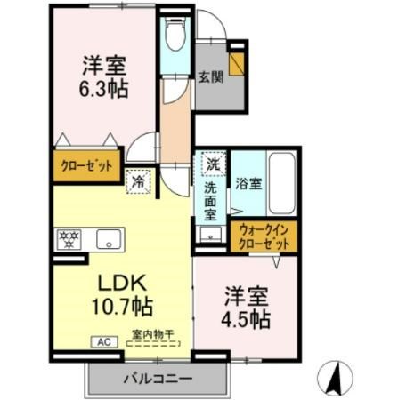 グランシャリオD 102号室 間取り