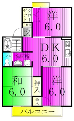 パールハイツ海老原28 203号室 間取り