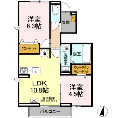 グランシャリオD 103号室 間取り