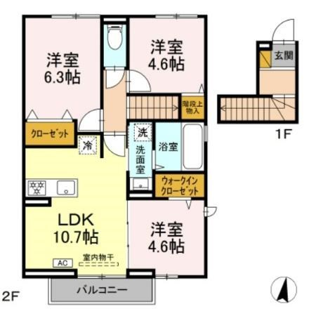 グランシャリオD 201号室 間取り