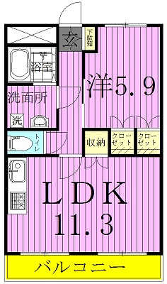 エクセルハイム 202号室 間取り