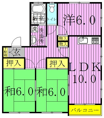 パレス若草 201号室 間取り