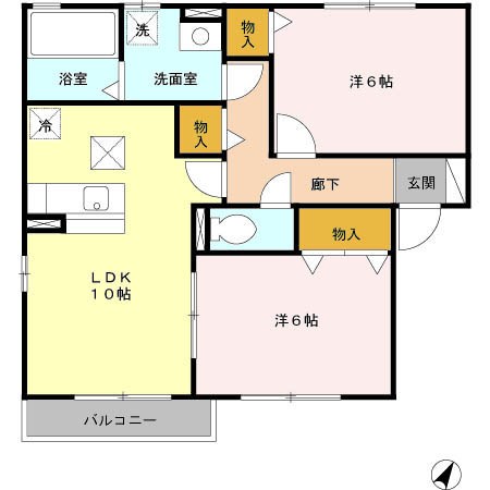 リビングタウン大金平B 105号室 間取り
