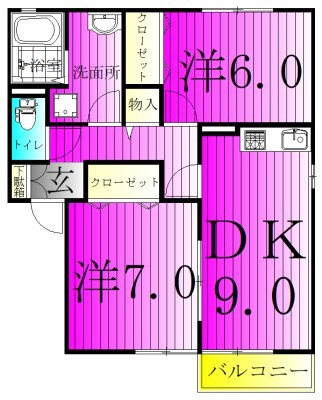 リビングタウン野田　A棟 202号室 間取り