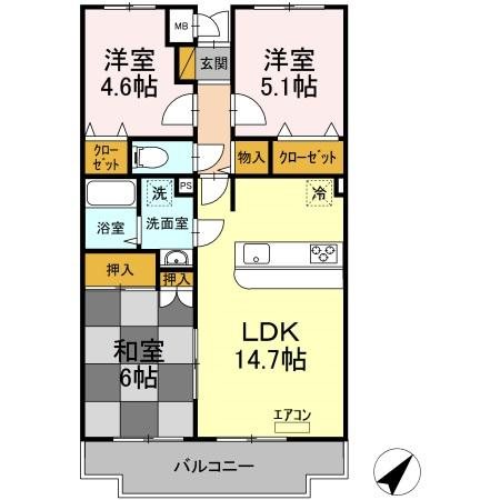 ビューパークヤマモ  206号室 間取り