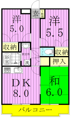 ペアヒルズ北初富 305号室 間取り
