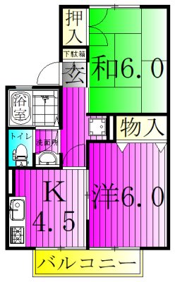 セジュール川間　Ａ 203号室 間取り