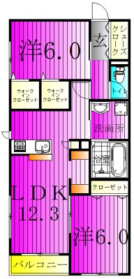 コンフォール常盤平 106号室 間取り