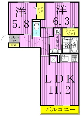 クレストフォーチュンＡ 203号室 間取り