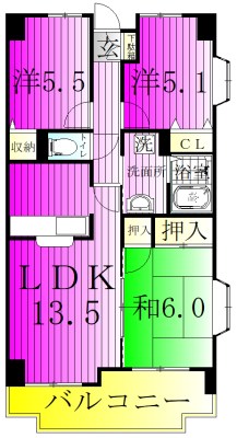 大新ヒルズ 603号室 間取り