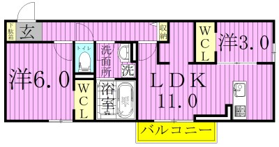 ロイヤルマイン 102号室 間取り