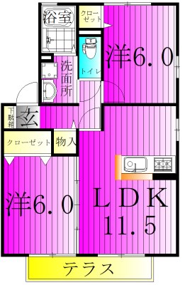 ヴィルヌープⅡ 102号室 間取り