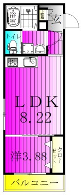 MJ松戸Ⅱ  103号室 間取り