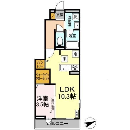 East　Cote 101号室 間取り