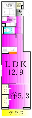 コニフェールⅡ 102号室 間取り