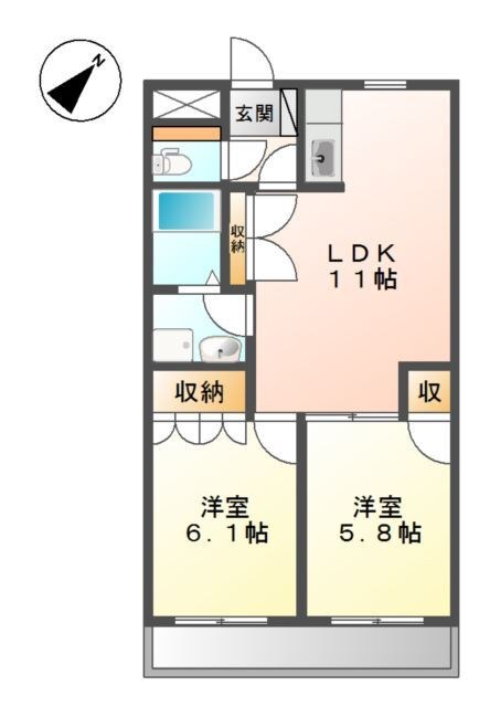 セントラルハイツⅡ 206号室 間取り