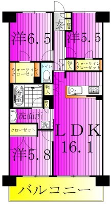 クレストフォルム柏サウスウイング 515号室 間取り