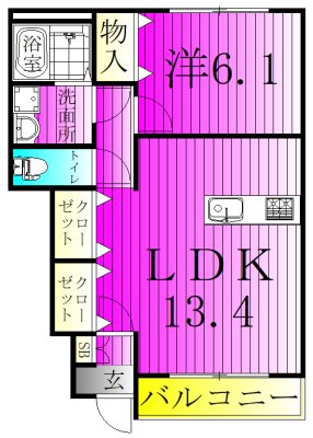 カシオペア 101号室 間取り