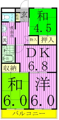 グリーンキャピタル石井 408号室 間取り