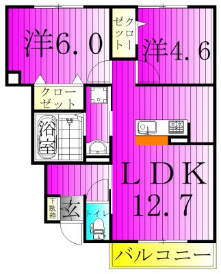 Regalo　A 105号室 間取り