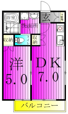 Pera六実 101号室 間取り