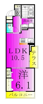シャモニー 101号室 間取り