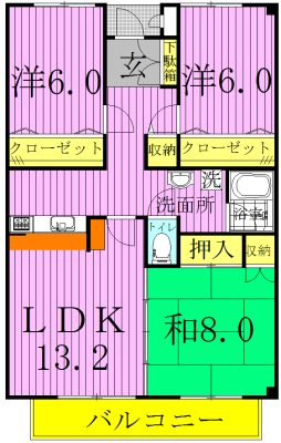 サンクレール 303号室 間取り