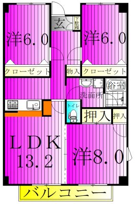 サンクレール 303号室 間取り