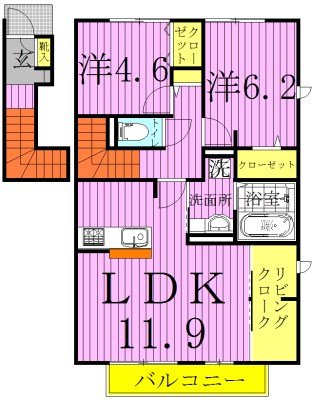 フェリス酒井根Ⅰ 202号室 間取り