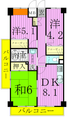 ナチュール三郷 203号室 間取り