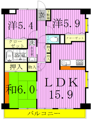 あびたしおん仲村 208号室 間取り