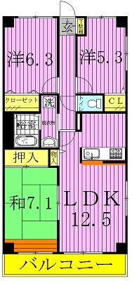 セザン白山 405号室 間取り